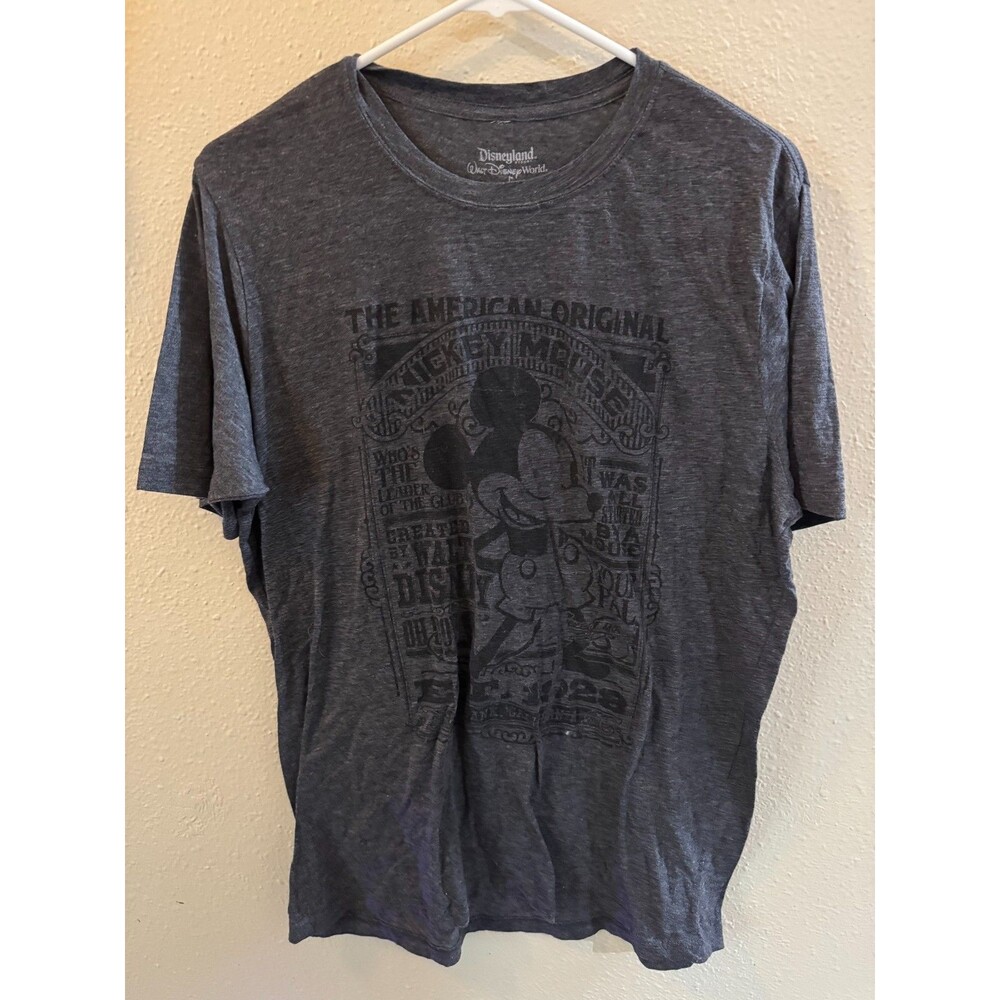 Disney Parks Mickey Mouse The American Original Graphic T-Shirt Charcoal Gray L